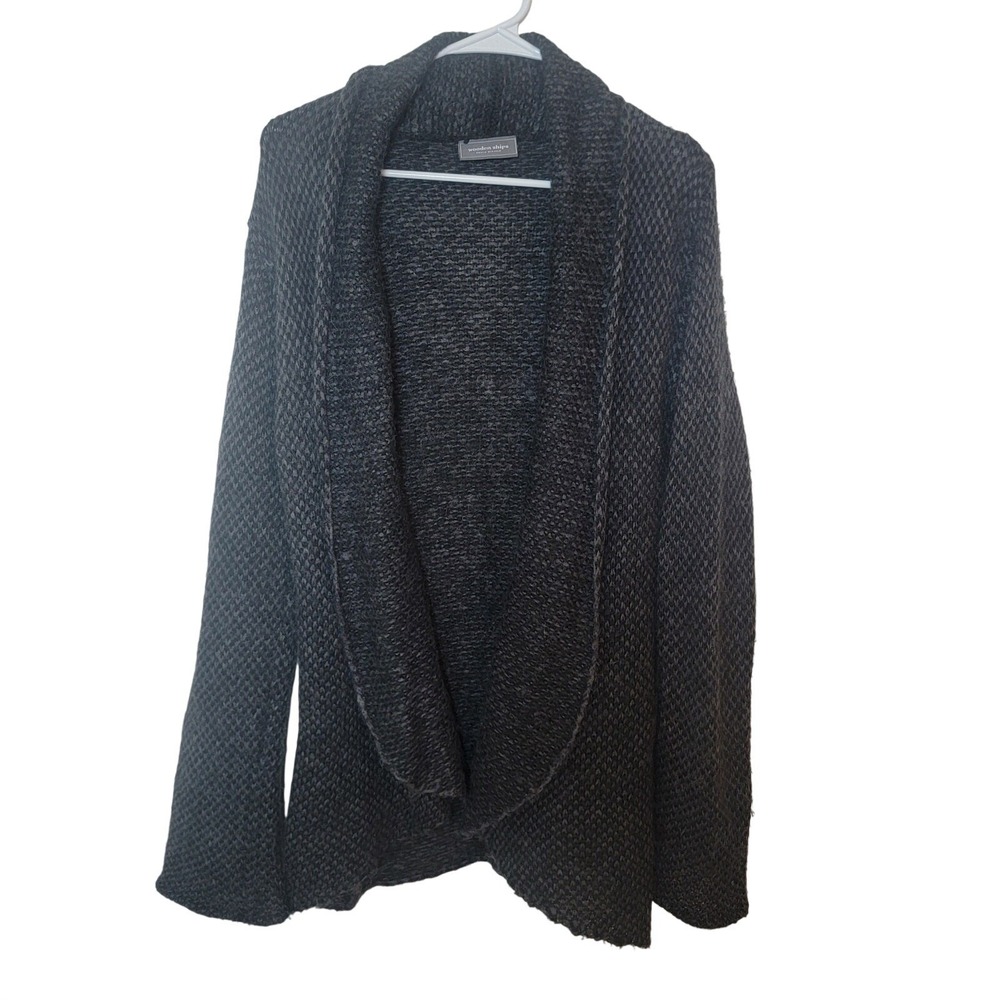 Wooden Ships Women's Gray Open Front Shawl‎ Cardigan Sweater Size M/L Mohair
